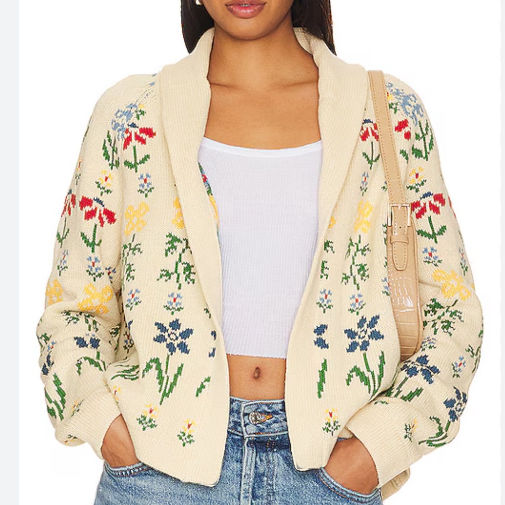 The GREAT. The Garden Lodge Floral Knit Cardigan Sweater